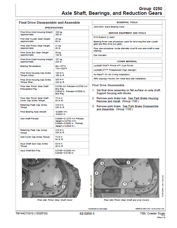 John Deere 700L Crawler Dozer Repair Technical Manual (S.N after F383562 – ) Workshop Guide