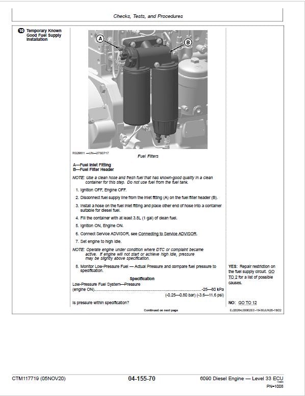 John Deere 6090 Diesel Engine Level 33 ECU Service Repair Manual (CTM117719) Workshop Guide