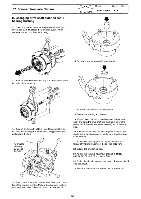 Valtra 8550, 8550E, 8550 Hi, 8750, 8750E, 8950 Hi Tractors Service Repair Manual Workshop Guide