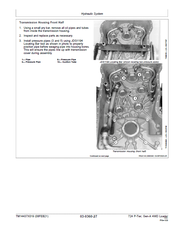 John Deere 724 P-Tier, Gen-A 4WD Loader Repair Technical Manual (S.N D_10283 – ) Workshop Guide
