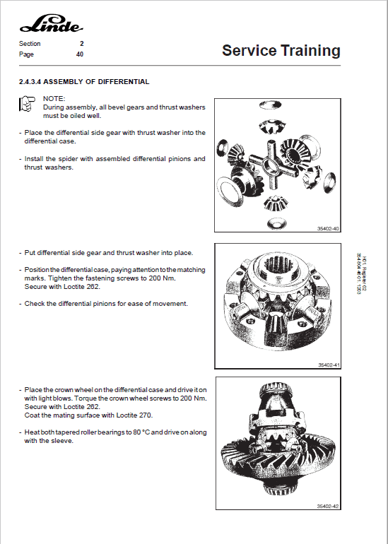 Linde H100, H120, H136, H150, H160 Forklift 354 Series Repair Service Manual Workshop Guide