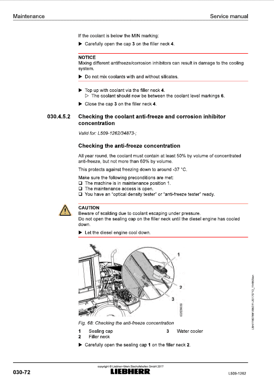 Liebherr L509 Type 1262 Wheel Loader Service Manual