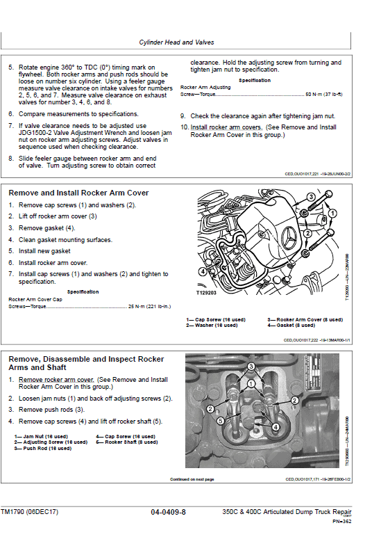 John Deere 350C, 400C Articulated Dump Truck Repair Technical Manual Workshop Guide