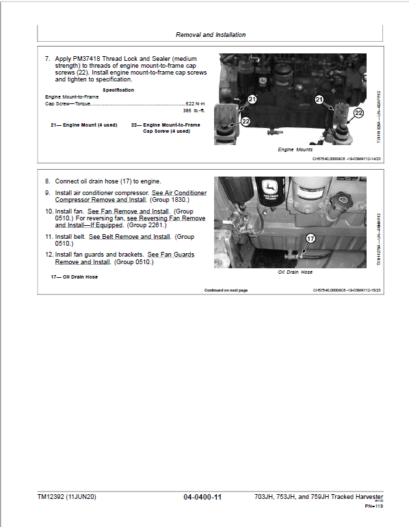 John Deere 703JH, 753JH, 759JH Harvester Repair Manual (S.N after C220453 -) Workshop Guide