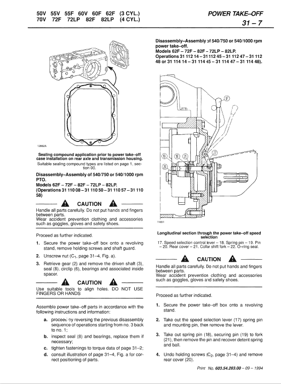 Fiat 70V, 72F, 72LP, 82F, 82LP Tractor Service Manual Workshop Guide