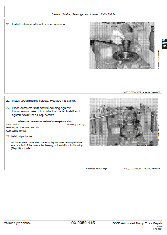 John Deere B30B Articulated Dump Truck Repair Technical Manual Workshop Guide