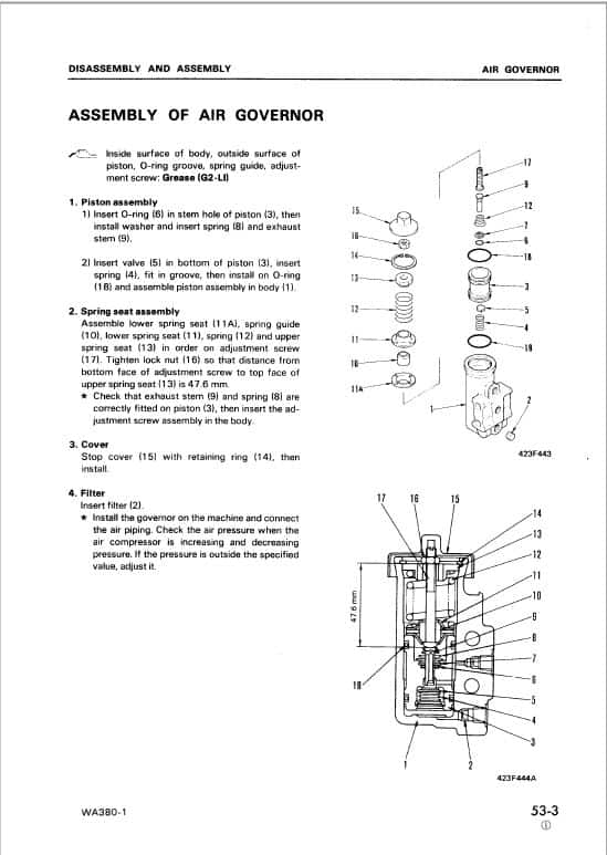 Komatsu WA380-1 Wheel Loader Service Manual Workshop Guide