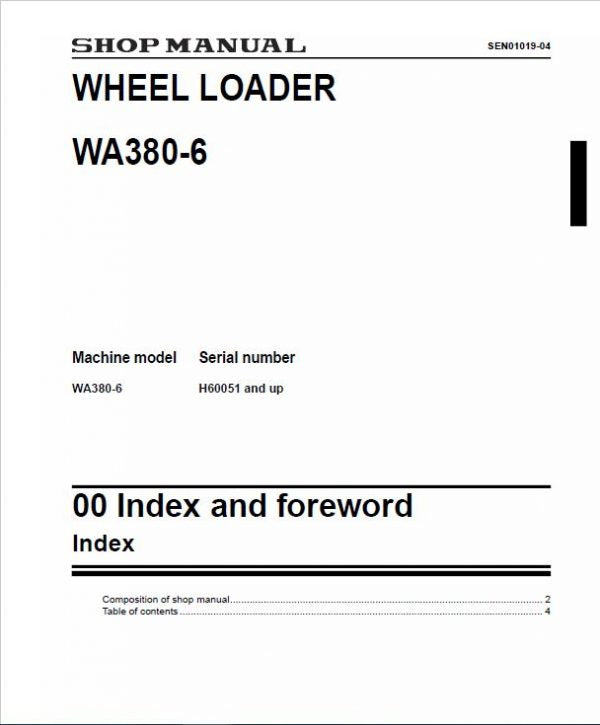 Komatsu WA380-6 Wheel Loader Service Manual Workshop Guide