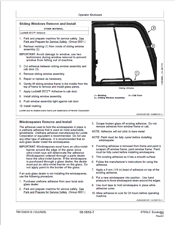 John Deere 870GLC Excavator Repair Technical Manual (S.N after F890001 – ) Workshop Guide