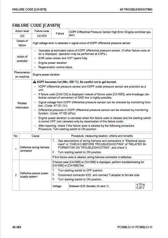 Komatsu PC360LCi-11, PC390LCi-11 Excavator Repair Service Manual Workshop Guide