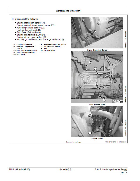 John Deere 210LE Landscape Loader Repair Technical Manual (S.N after 888001 – ) Workshop Guide
