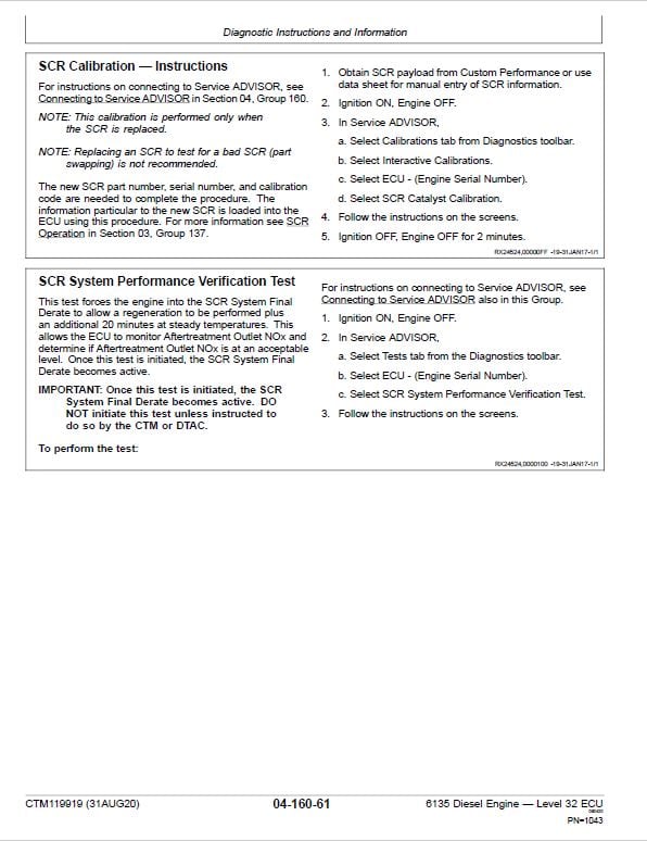 John Deere 6135 Diesel Engine Level 32 ECU Service Repair Manual (CTM119919) Workshop Guide