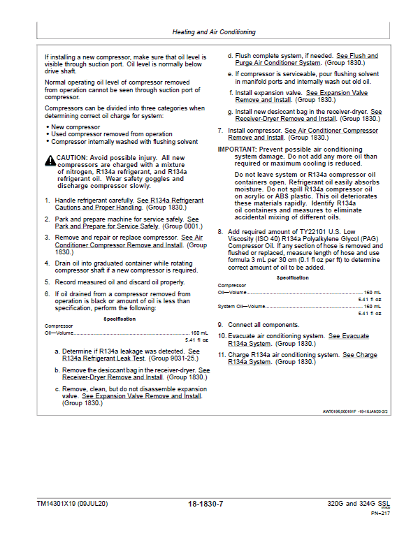John Deere 320G, 324G SkidSteer Loader Technical Manual (Manual Controls – S.N after J328658 ) Workshop Guide