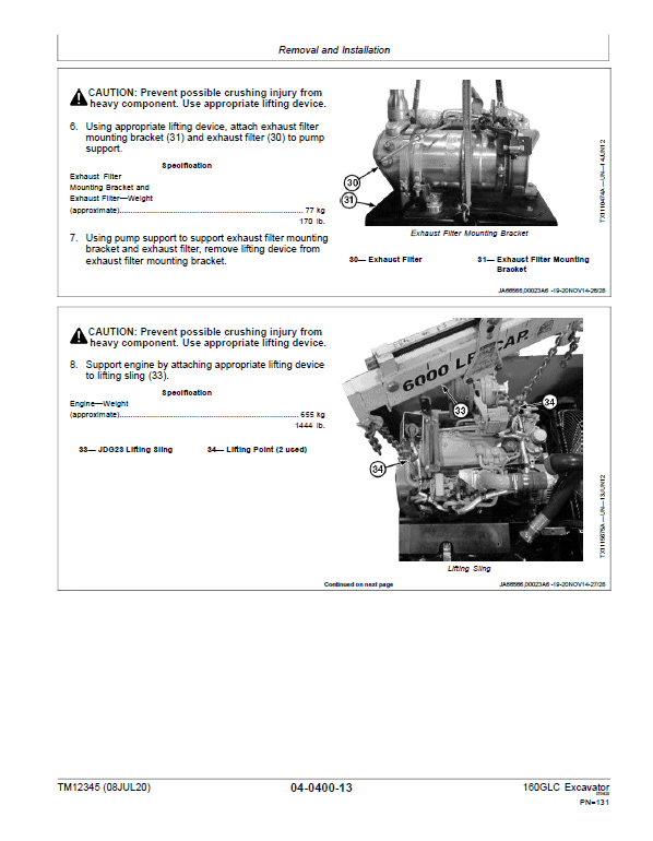 John Deere 160GLC Excavator Repair Technical Manual (S.N after E055001 -) Workshop Guide