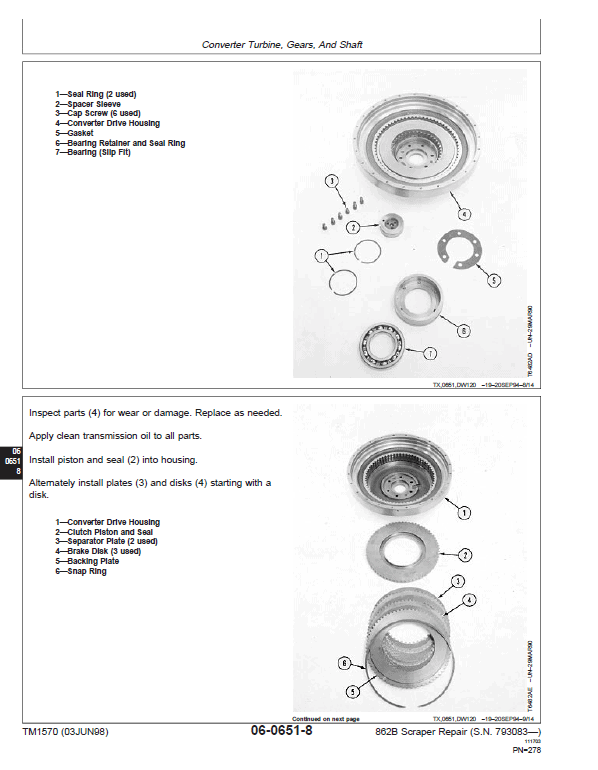 John Deere 862B Scraper Repair Technical Manual (S.N after 793083) Workshop Guide