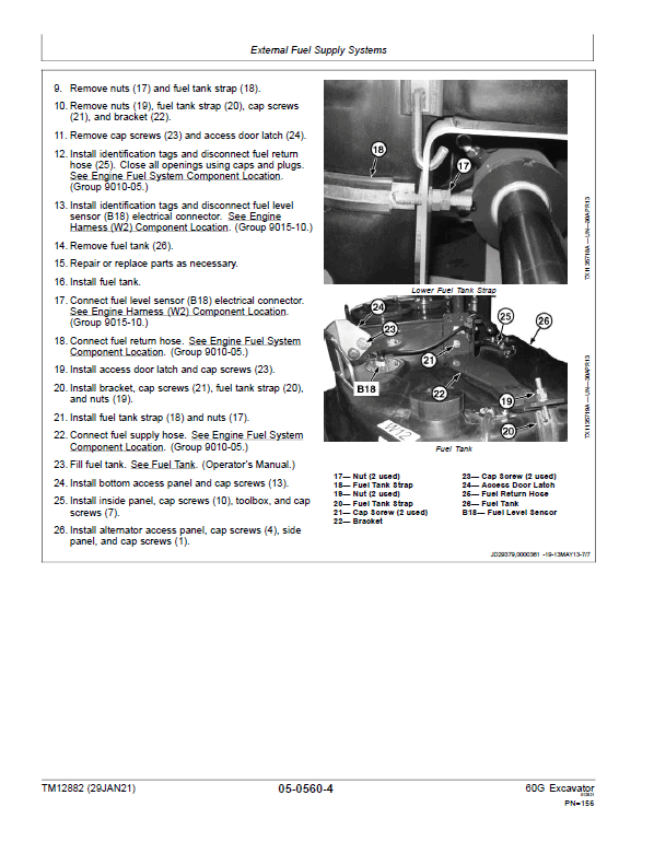 John Deere 60G Excavator Repair Technical Manual (S.N after J285001 – ) Workshop Guide