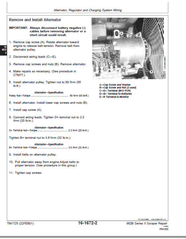 John Deere 862B Series II Scraper Repair Technical Manual (S.N after 818323) Workshop Guide