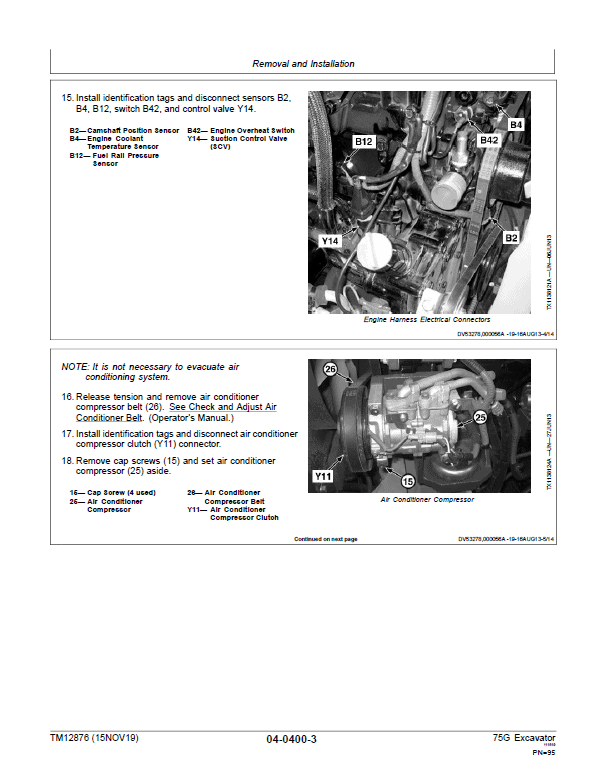 John Deere 75G Excavator Repair Technical Manual (S.N after J015001 – ) Workshop Guide