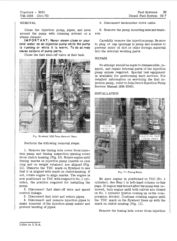 John Deere 3020 Row-Crop Tractor Repair Technical Manual (SN. from 123000 -) Workshop Guide