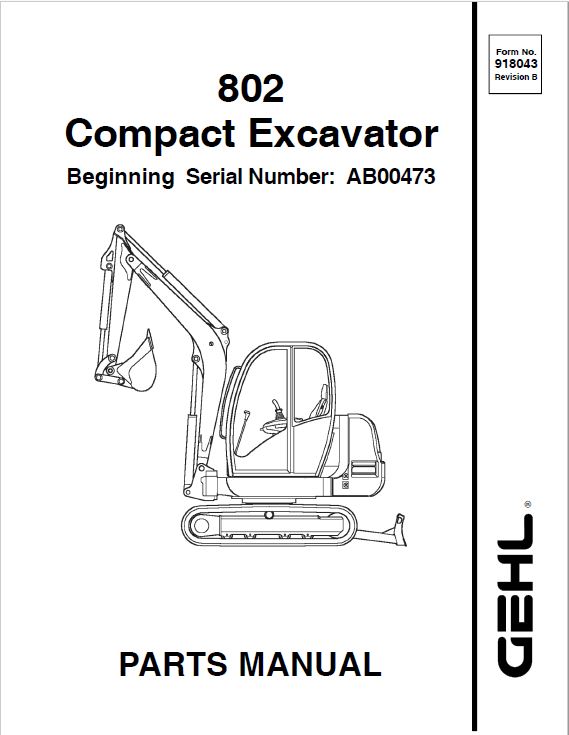 Gehl GE 802 Crawler Excavator Repair Service Manual