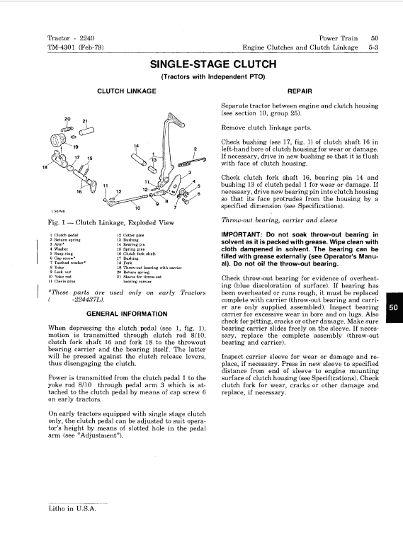 John Deere 2240 Tractor Repair Technical Manual Workshop Guide