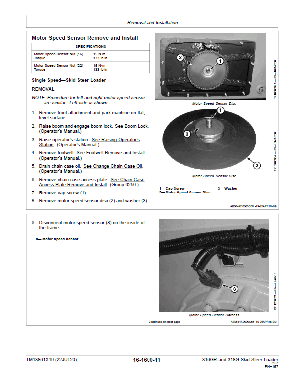 John Deere 316GR, 318G SkidSteer Loader  Technical Manual (EH Controls & S.N G298752 -) Workshop Guide
