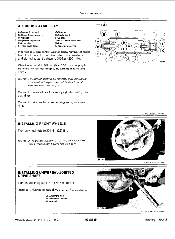 John Deere 2355, 2555, 2755, 2855N Tractors Repair Technical Manual Workshop Guide