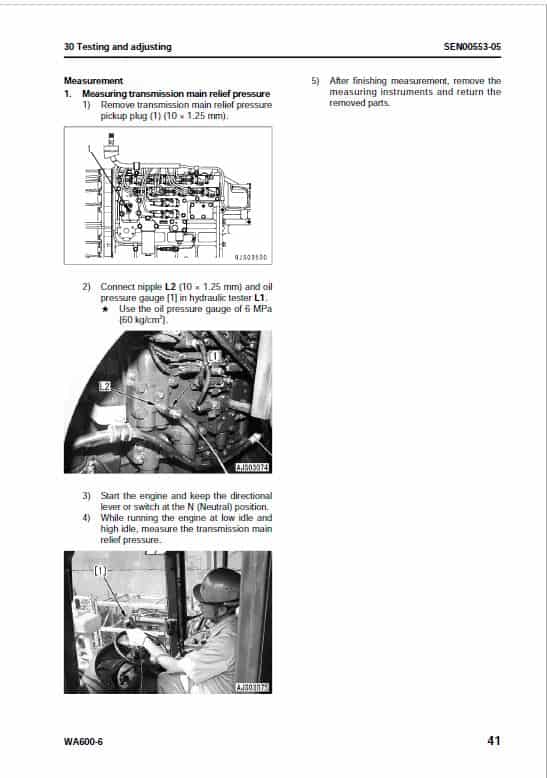 Komatsu WA600-6, WA600-6R Wheel Loader Service Manual Workshop Guide