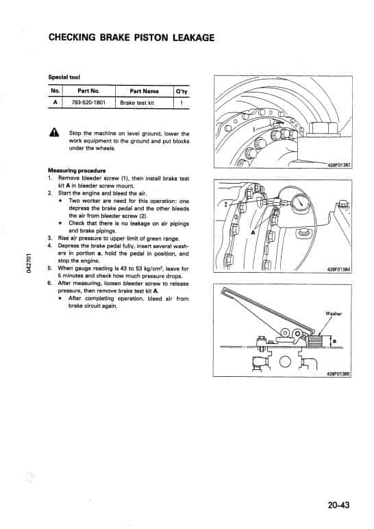 Komatsu WA700-1 Wheel Loader Service Manual Workshop Guide