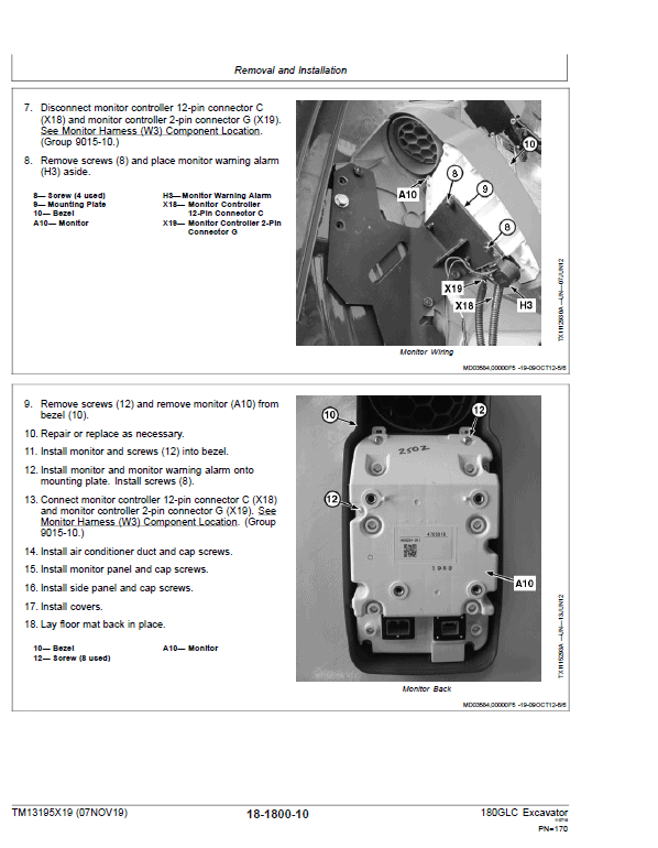 John Deere 180GLC Excavator Repair Technical Manual (PIN: 1F9180GX_ _D020001- ) Workshop Guide