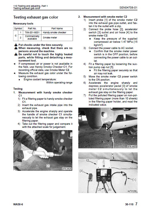 Komatsu WA50-6 Wheel Loader Service Manual Workshop Guide