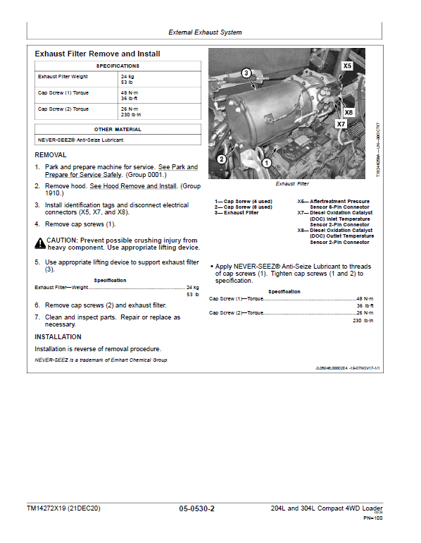 John Deere 204L, 304L 4WD Loader Technical Manual (S.N after B040073 -) Workshop Guide
