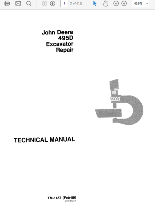 John Deere 495D Excavator Repair Technical Manual Workshop Guide