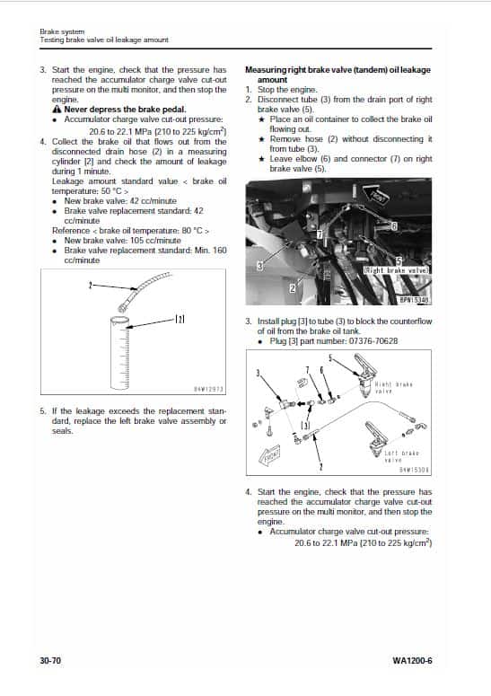 Komatsu WA1200-6 Wheel Loader Service Manual Workshop Guide