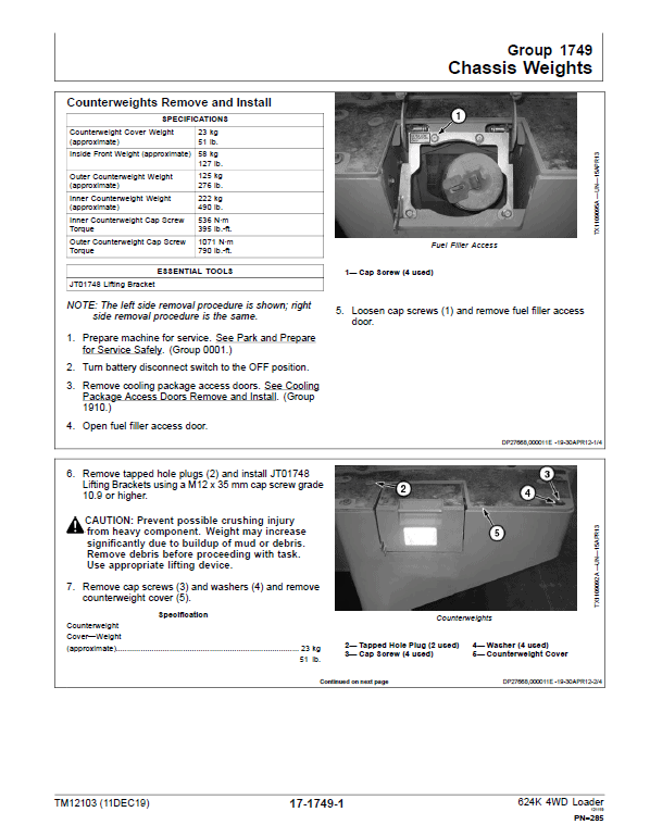 John Deere 624K 4WD Loader Technical Manual (SN. E642635 – E658064) Workshop Guide