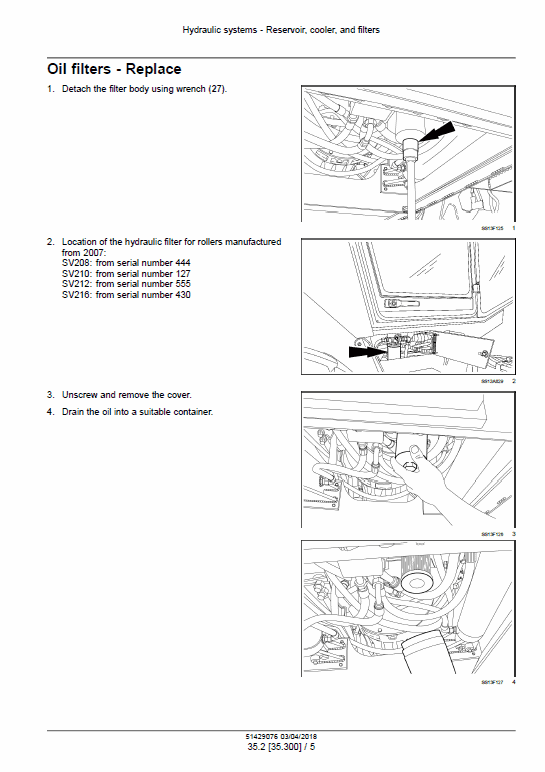 Case SV212D, SV216D Vibratory Roller Service Manual Workshop Guide