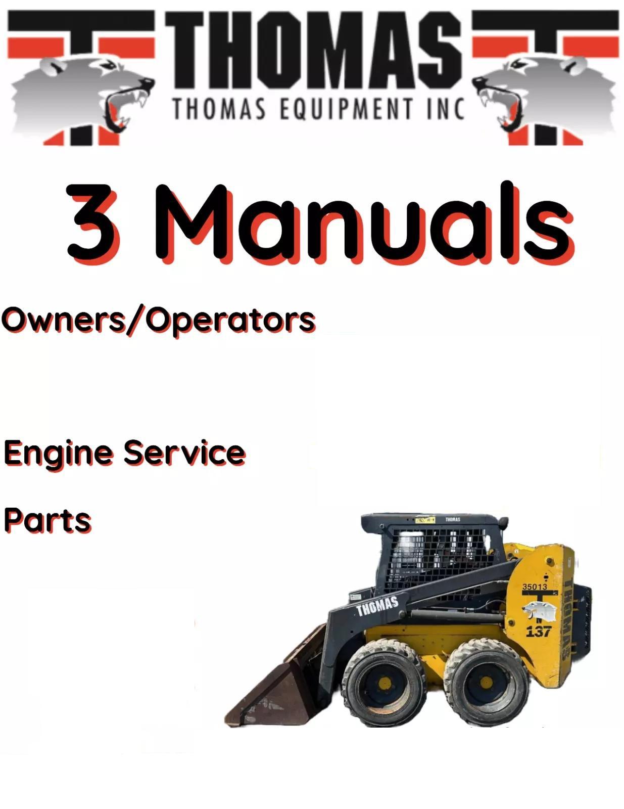 THOMAS 185 SKID STEER LOADER MANUAL OPERATORS ENGINE REPAIR PARTS  S