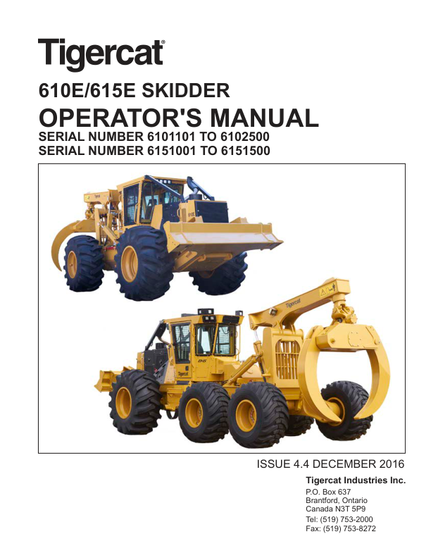 Tigercat 610E, 615E Skidder Repair Service Manual