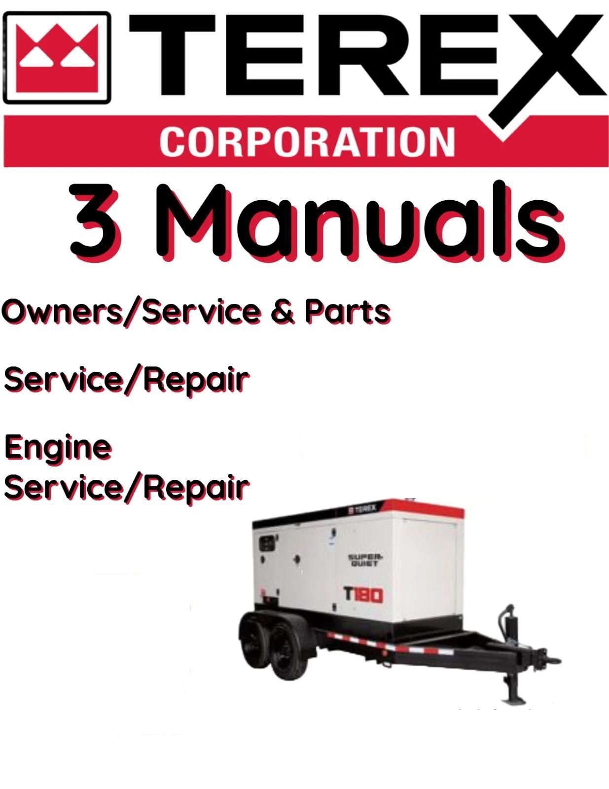 TEREX T15 GENERATOR OPERATORS SERVICE PARTS ENGINE REPAIR MANUAL