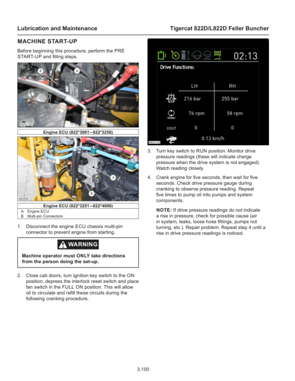 Tigercat 822D, L822D Feller Buncher Repair Service Manual (SN 82213001 – 82224000)