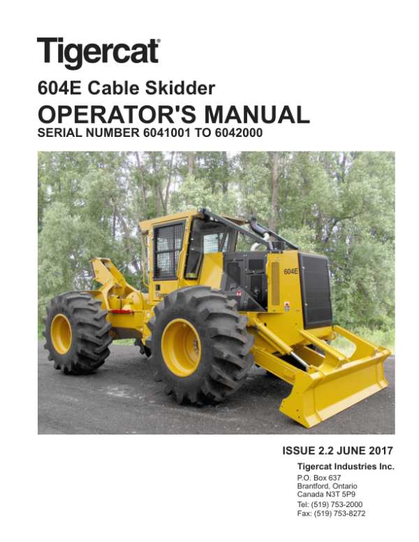 Tigercat 604E Skidder Operators and Engine Manual (6041001 – 6042000)