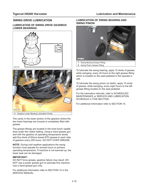 Tigercat H820D Harvester Operators and Engine Manual (82031001 – 82032000)