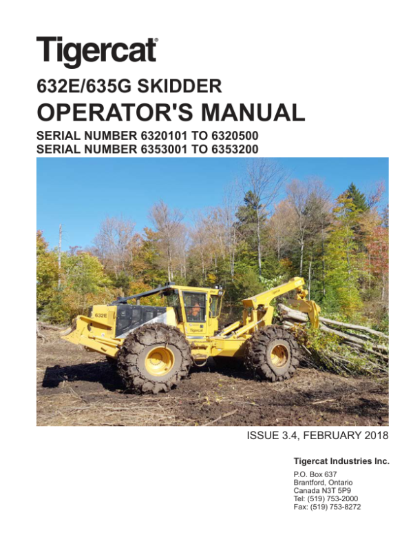 Tigercat 632E, 635G Skidder Repair Service Manual