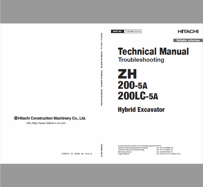 Hitachi ZH200-5A and ZH200LC-5A Excavator Service Repair Manual Workshop Guide