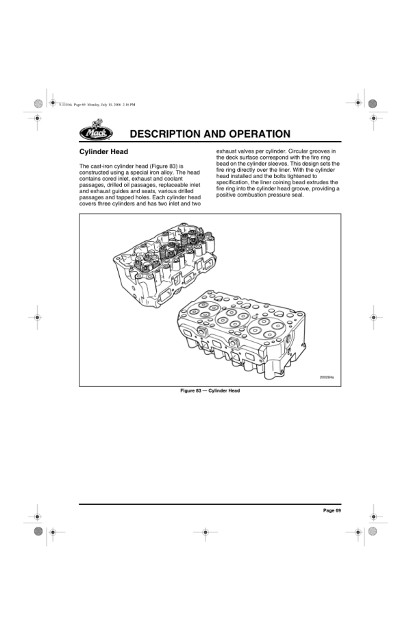Mack ASET-AI AMI (IEGR) Engine Service Manual Workshop Guide