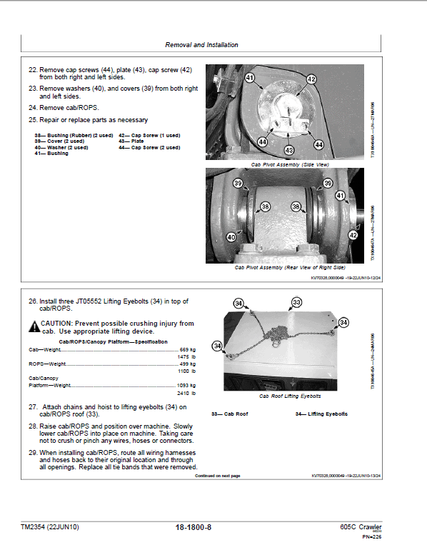 John Deere 605C Crawler Loader Technical Manual (TM2353 and TM2354) Workshop Guide