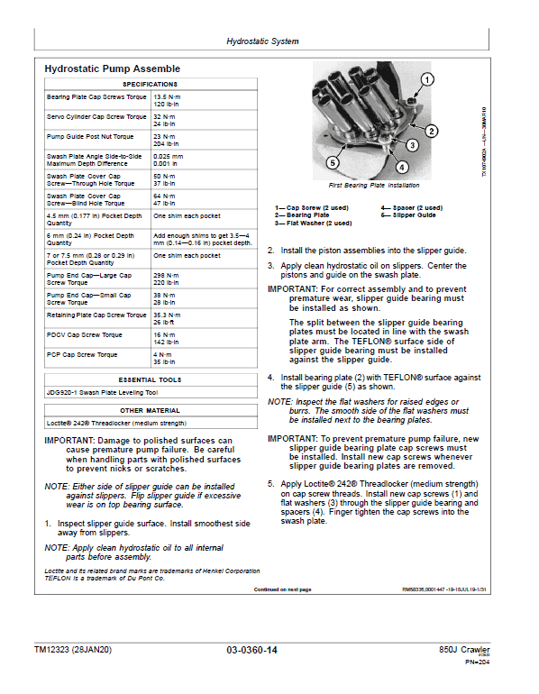 John Deere 850J with Engine 6068HT090 Crawler Dozer Technical Manual Workshop Guide