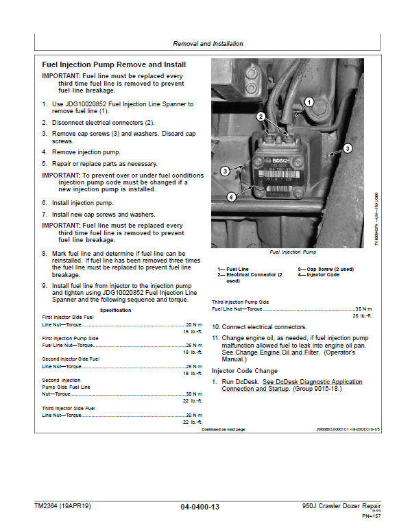 John Deere 950J Crawler Dozer Technical Manual (TM2363 and TM2364) Workshop Guide