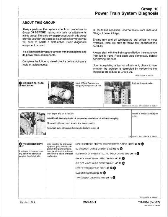 John Deere 675, 675B Skid-Steer Loader Technical Manual (TM1374) Workshop Guide