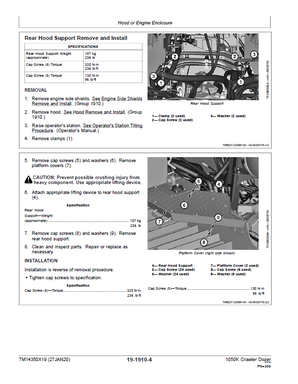 John Deere 1050K Crawler Dozer Technical Manual (SN. C318802-) Workshop Guide